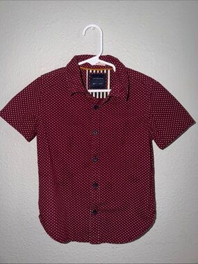 Boy Cactus Maroon Short-Sleeve Dot-Print Button-Down Shirt
